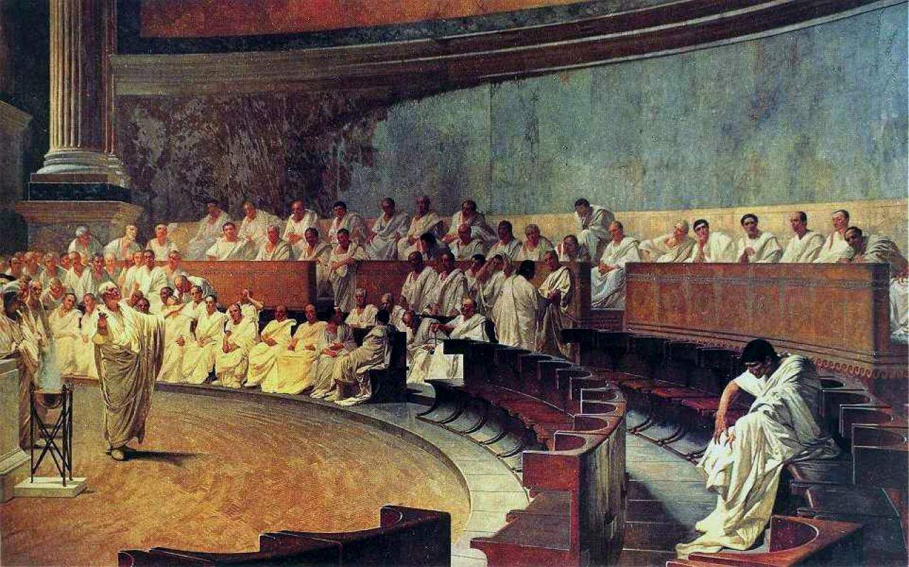 Cícero denuncia Catilina, Cesare Maccari, 1889